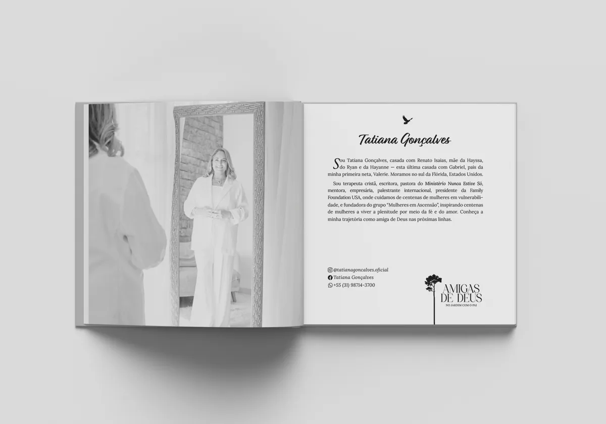 Abertura de capítulo do livro Amigas de Deus com foto e apresentação da autora